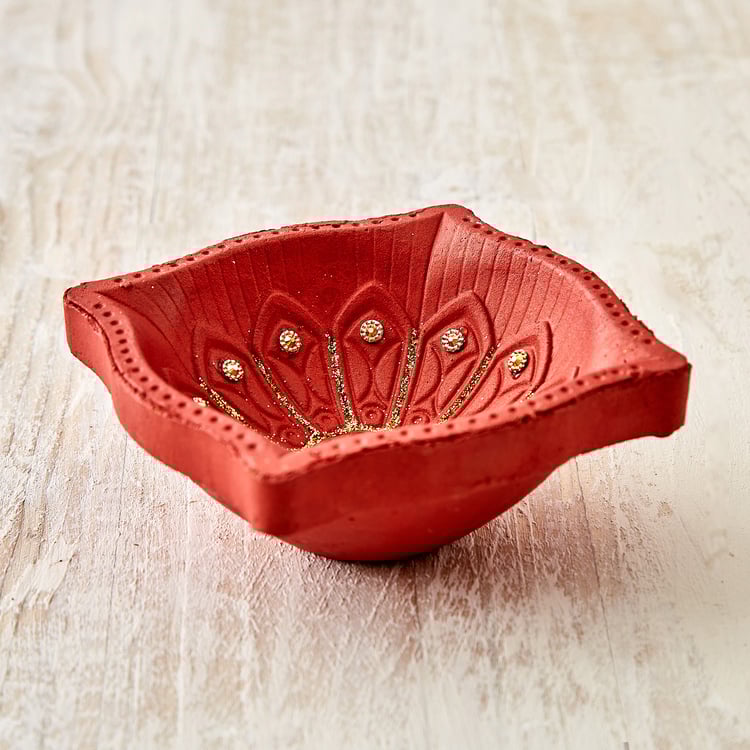 Utsav Clay Embellished Akhand Diya