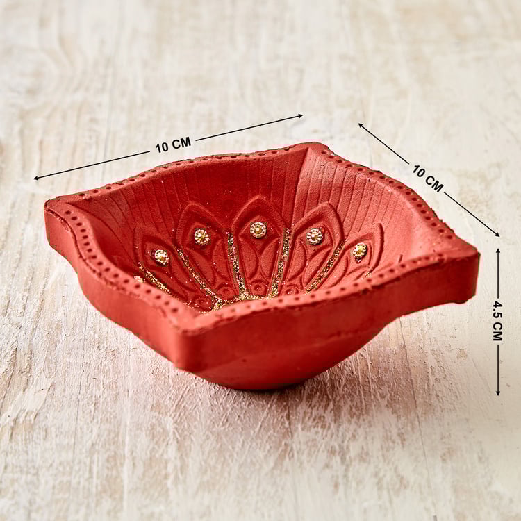 Utsav Clay Embellished Akhand Diya
