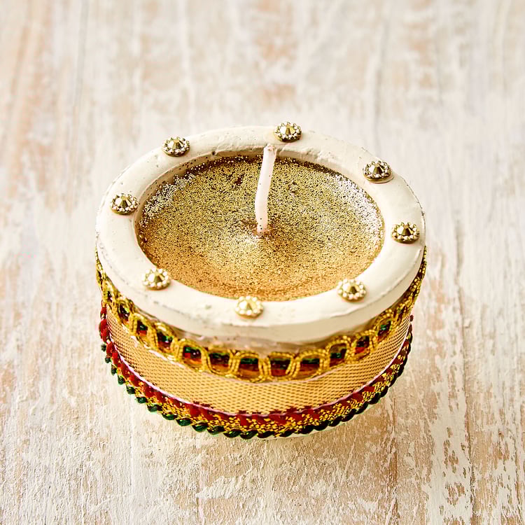 Utsav Set of 4 Clay Embellished Handi Diyas