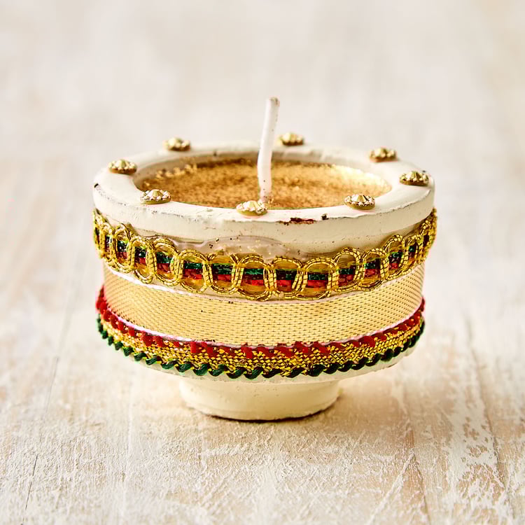 Utsav Set of 4 Clay Embellished Handi Diyas