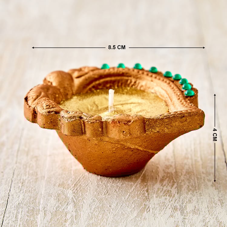 Utsav Set of 4 Clay Embellished Leaf Diyas