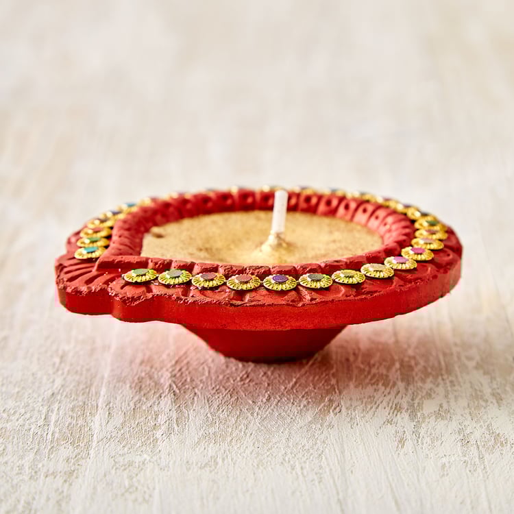 Utsav Set of 4 Clay Embellished Diyas
