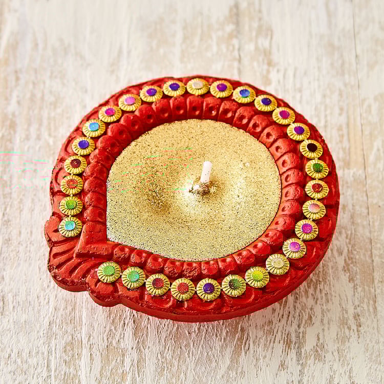 Utsav Set of 4 Clay Embellished Diyas