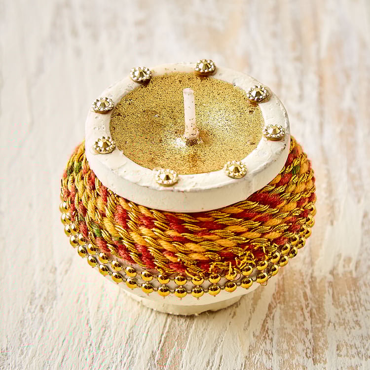 Utsav Set of 4 Clay Embellished Matki Diyas