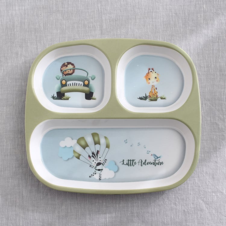Slate Kids Safari Melamine Partitioned Plate - 24.5x21.5cm