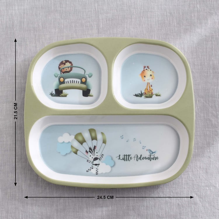 Slate Kids Safari Melamine Partitioned Plate - 24.5x21.5cm