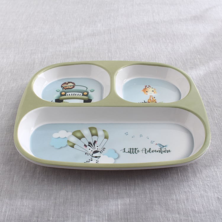 Slate Kids Safari Melamine Partitioned Plate - 24.5x21.5cm