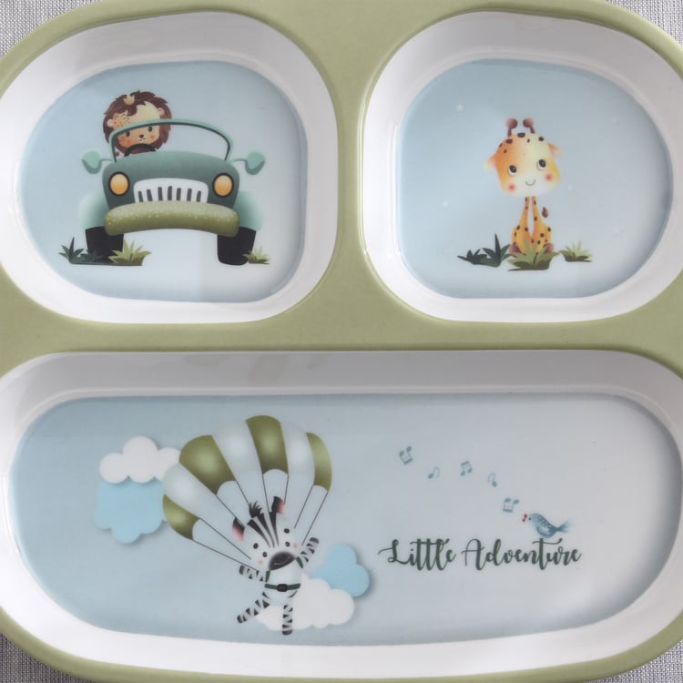 Slate Kids Safari Melamine Partitioned Plate - 24.5x21.5cm