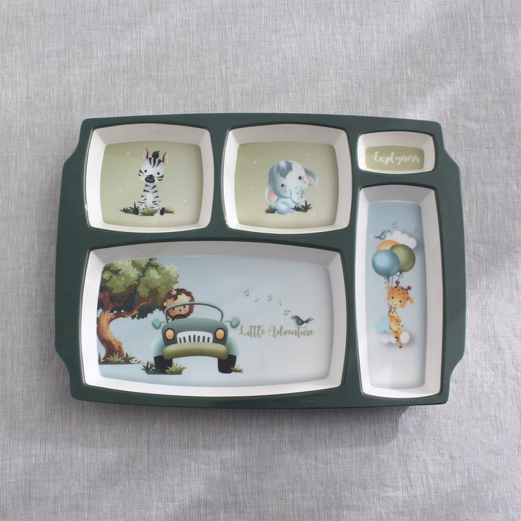 Slate Kids Safari Melamine Partitioned Plate - 24.5x21.5cm