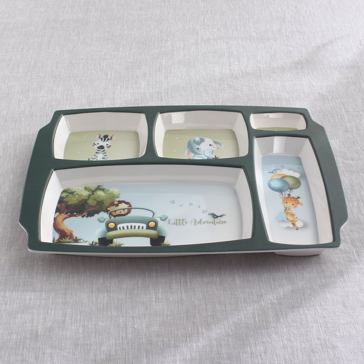 Slate Kids Safari Melamine Partitioned Plate - 24.5x21.5cm