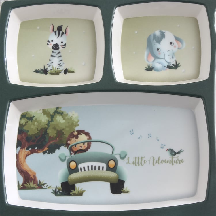 Slate Kids Safari Melamine Partitioned Plate - 24.5x21.5cm