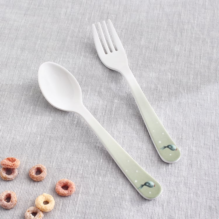 Slate Kids Safari 2Pcs Melamine Printed Spoon and Fork Set