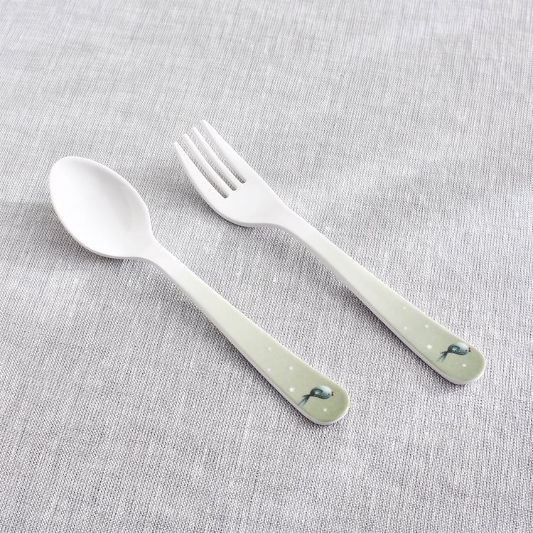 Slate Kids Safari 2Pcs Melamine Printed Spoon and Fork Set