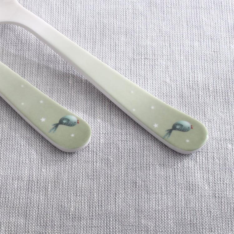 Slate Kids Safari 2Pcs Melamine Printed Spoon and Fork Set