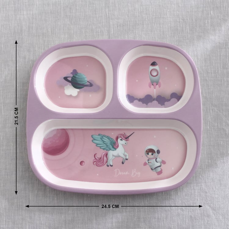 Slate Kids Space Melamine Partitioned Plate - 24.5x21.5cm