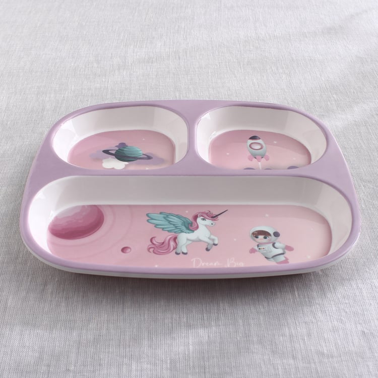 Slate Kids Space Melamine Partitioned Plate - 24.5x21.5cm