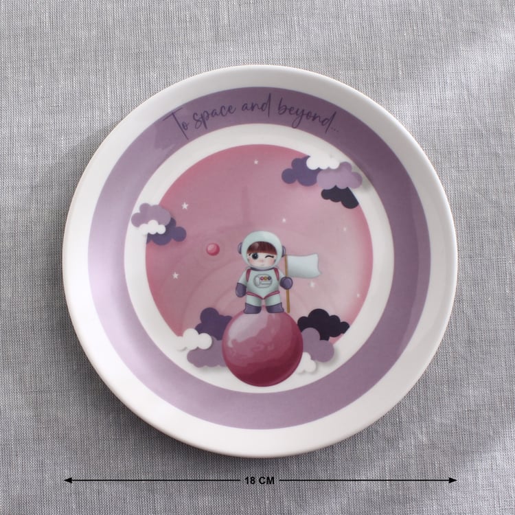 Slate Kids Space Melamine Printed Side Plate - 18cm