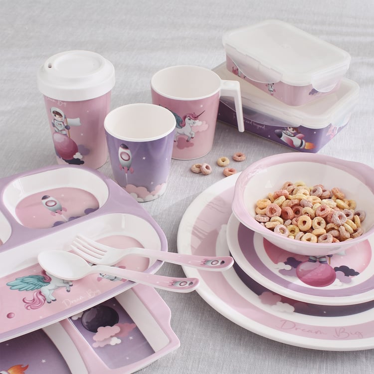 Slate Kids Space 2Pcs Melamine Printed Spoon and Fork Set