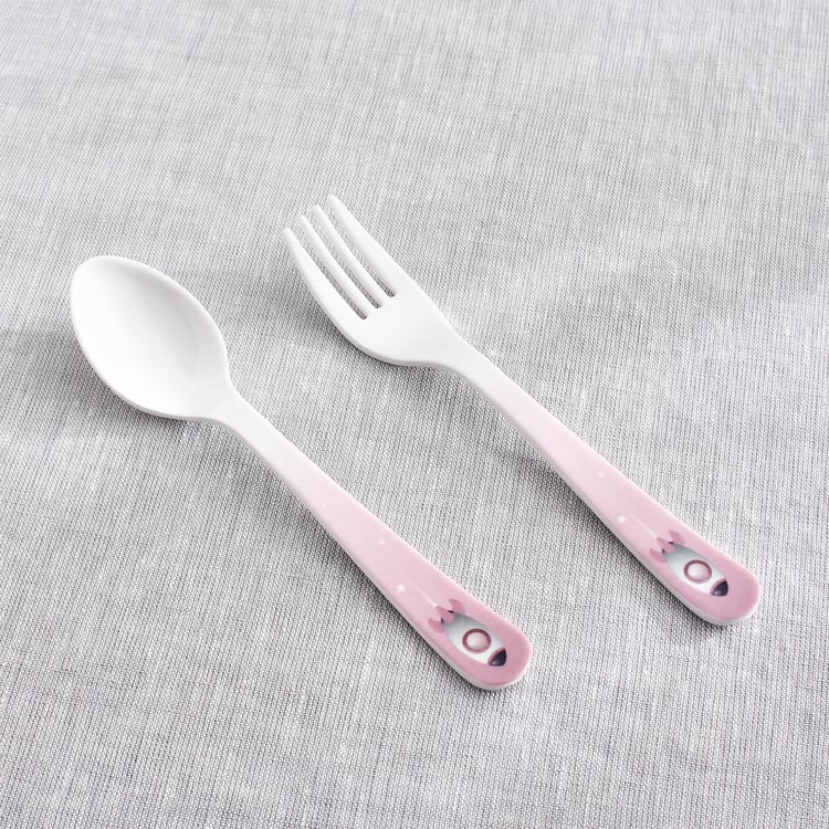 Slate Kids Space 2Pcs Melamine Printed Spoon and Fork Set