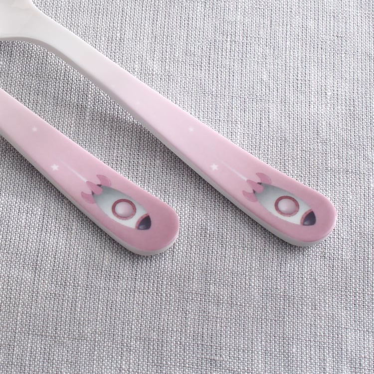 Slate Kids Space 2Pcs Melamine Printed Spoon and Fork Set