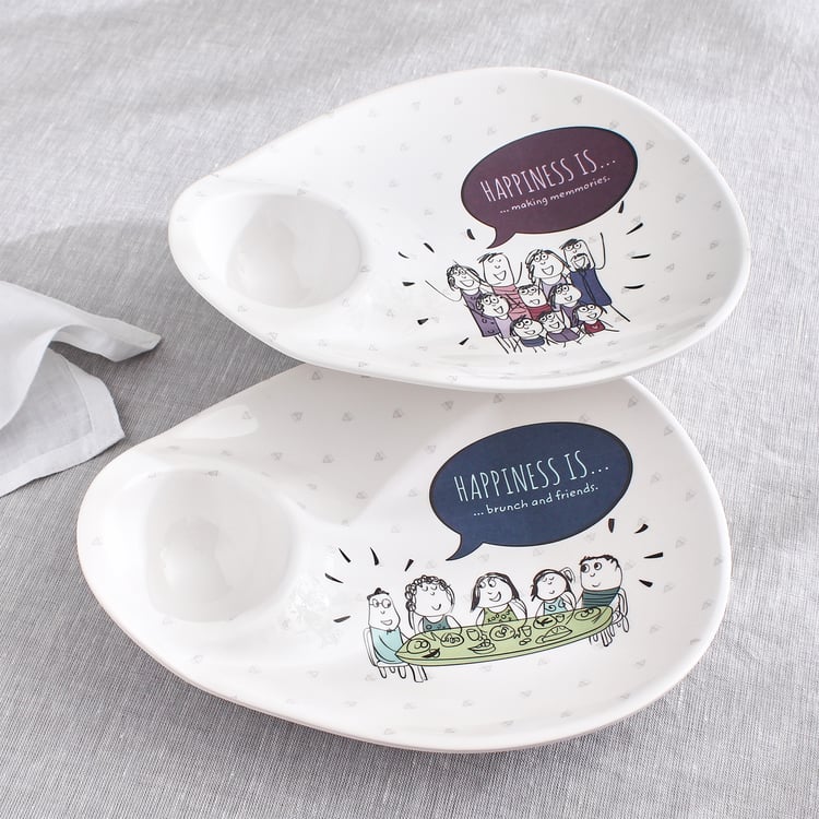 Melina Leonard Set of 2 Melamine Printed Chip and Dip Platter