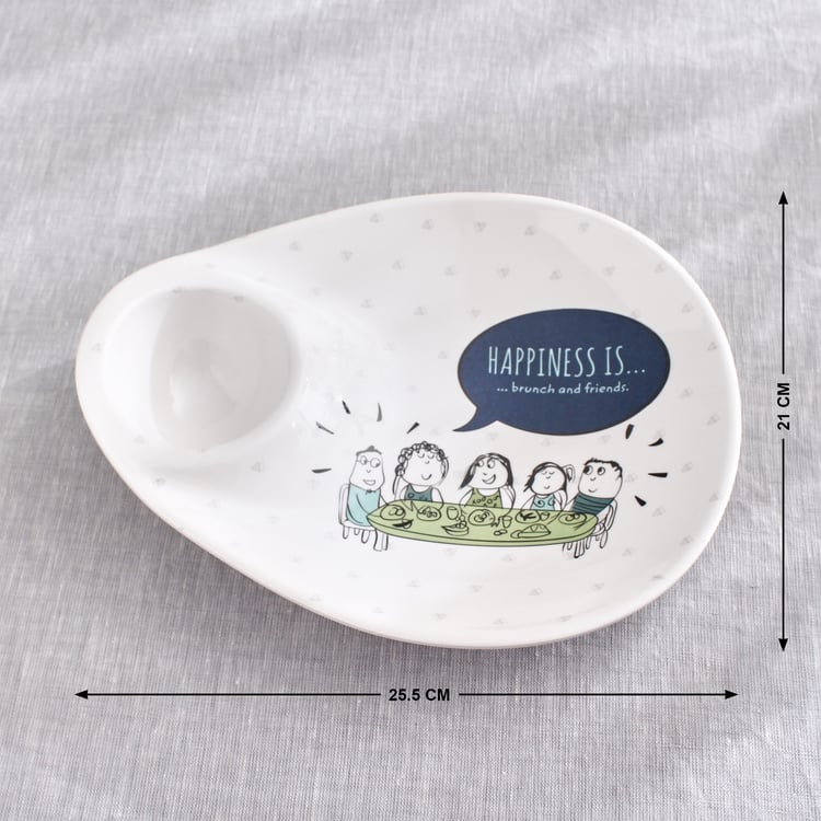 Melina Leonard Set of 2 Melamine Printed Chip and Dip Platter