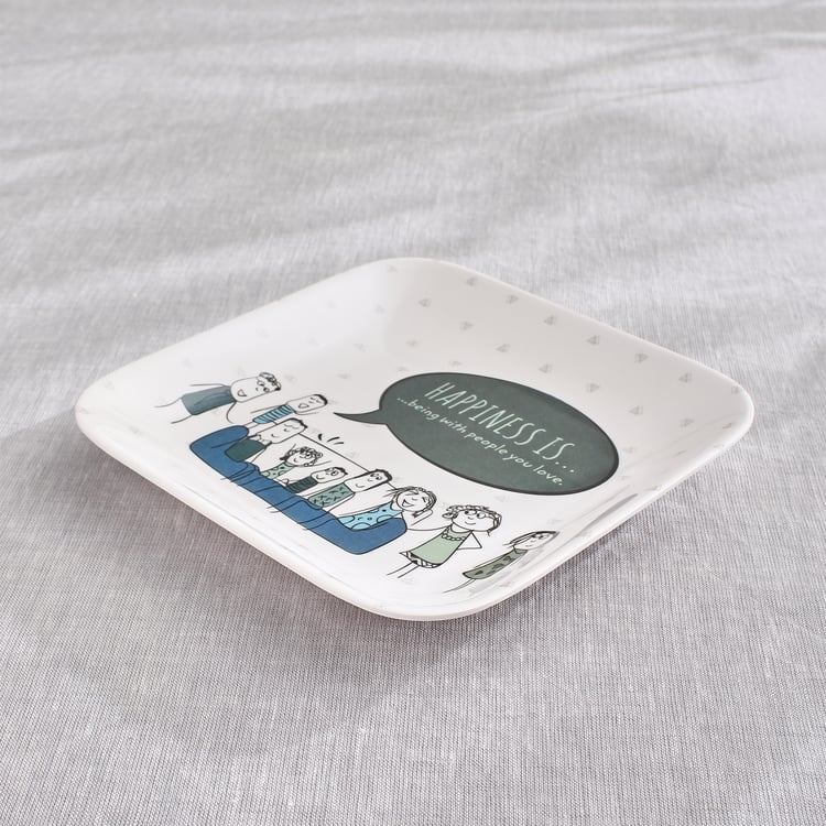 Melina Leonard Set of 4 Melamine Printed French Platter - 19cm