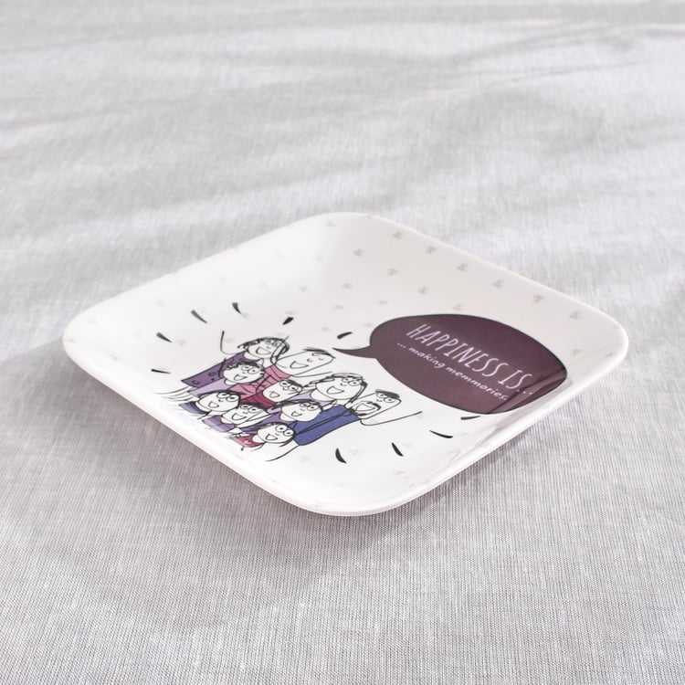 Melina Leonard Set of 4 Melamine Printed French Platter - 19cm
