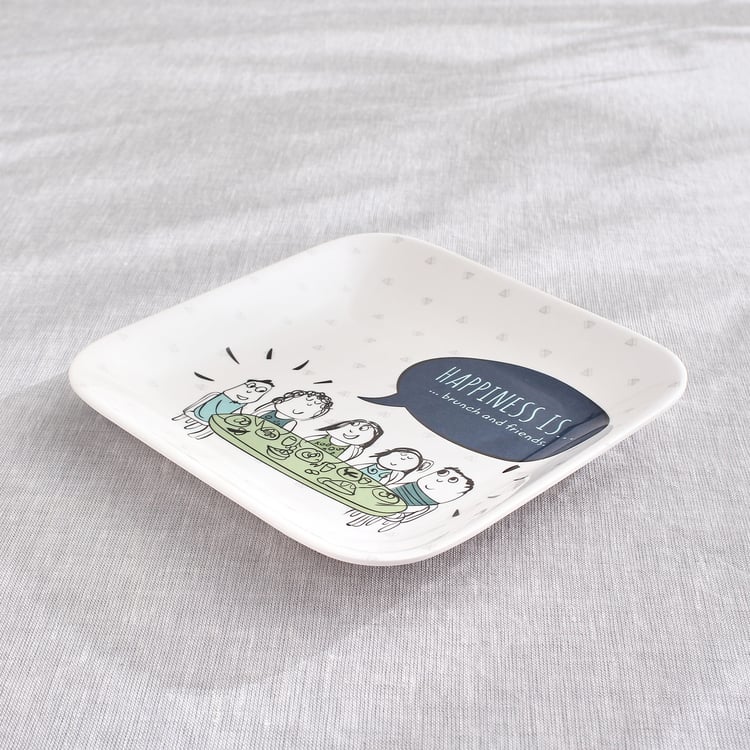 Melina Leonard Set of 4 Melamine Printed French Platter - 19cm