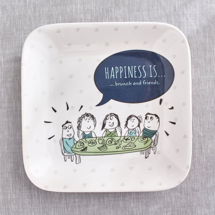 Melina Leonard Set of 4 Melamine Printed French Platter - 19cm