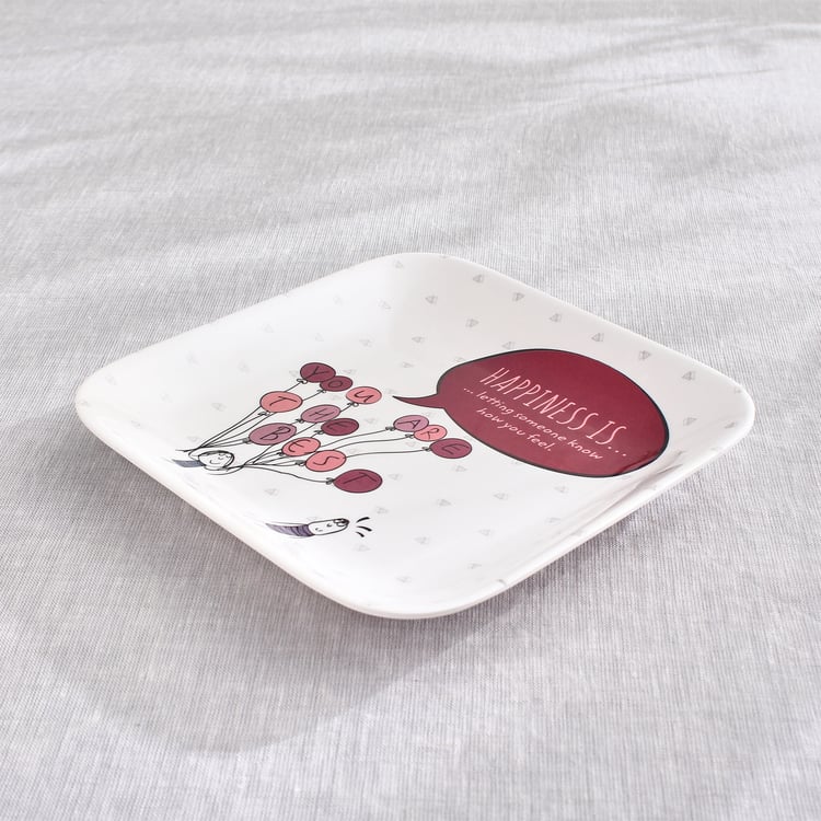 Melina Leonard Set of 4 Melamine Printed French Platter - 19cm