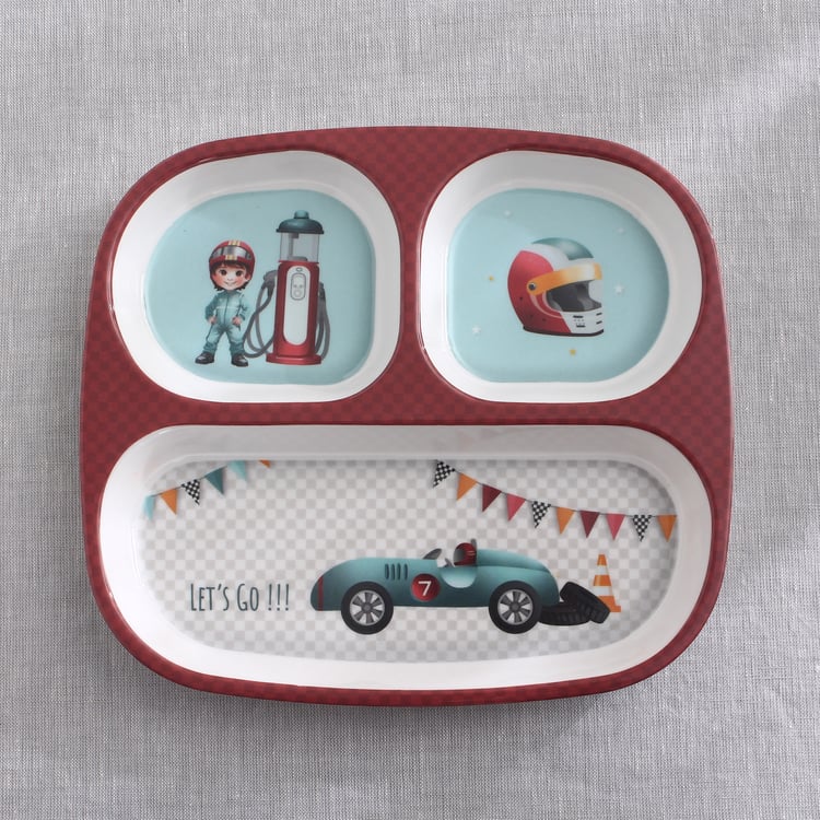 Slate Kids Car Melamine Partitioned Plate - 24.5x21.5cm