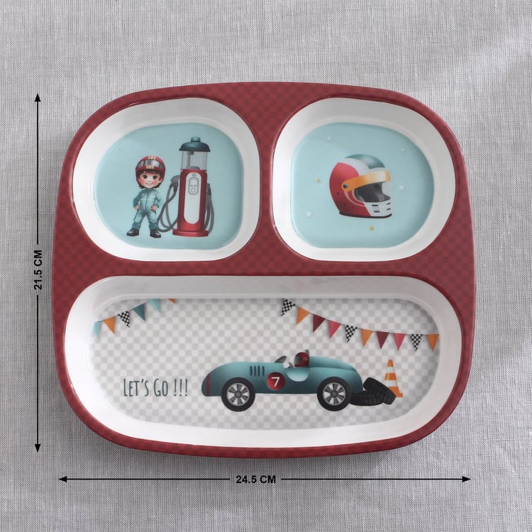 Slate Kids Car Melamine Partitioned Plate - 24.5x21.5cm