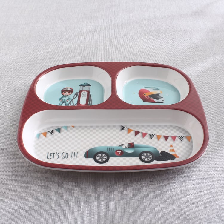 Slate Kids Car Melamine Partitioned Plate - 24.5x21.5cm