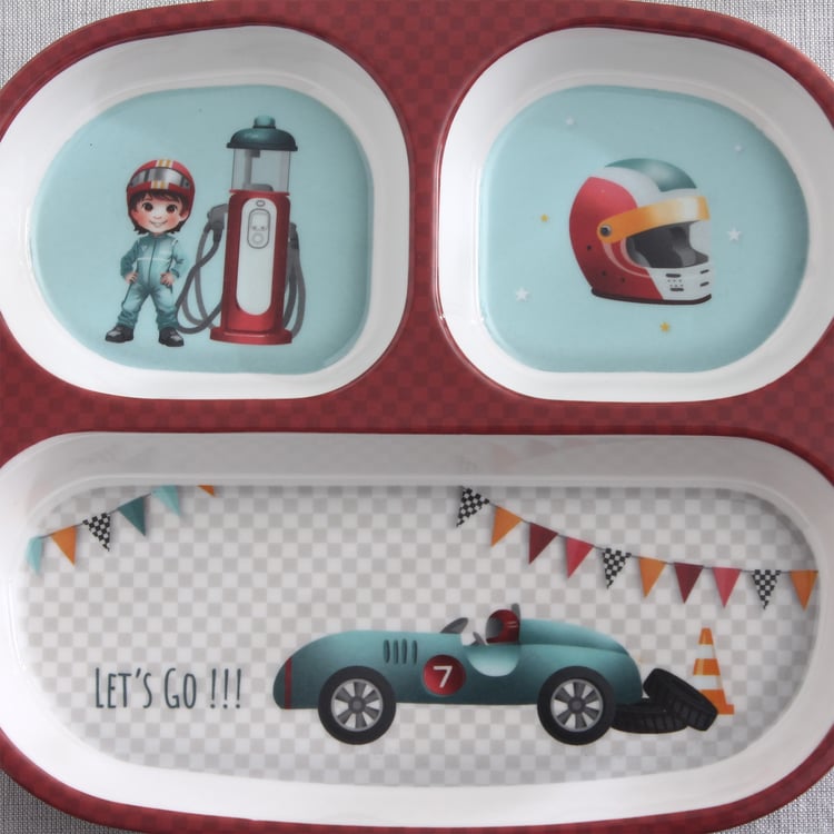 Slate Kids Car Melamine Partitioned Plate - 24.5x21.5cm