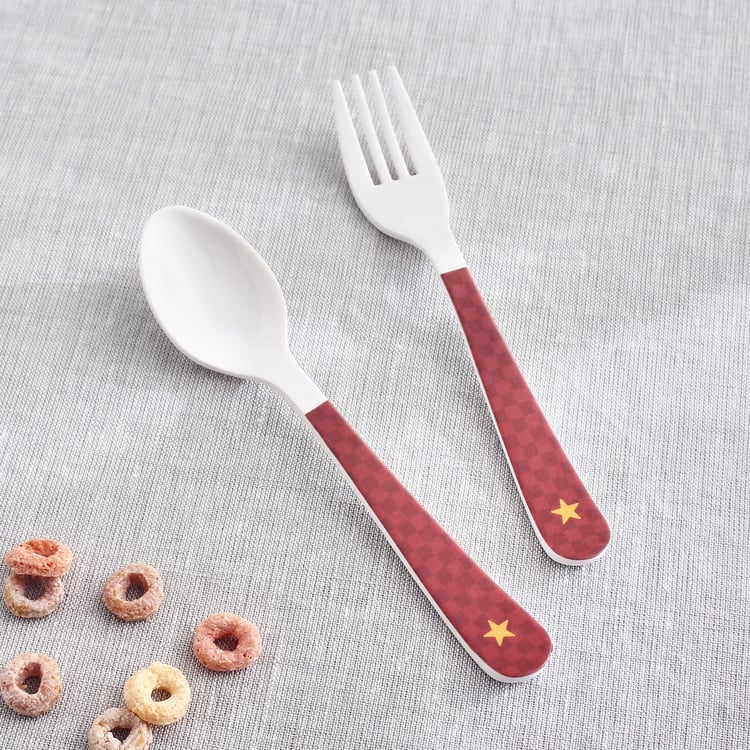 Slate Kids Car 2Pcs Melamine Printed Spoon and Fork Set
