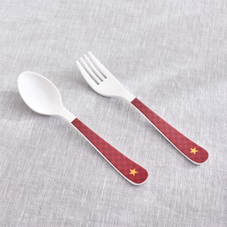 Slate Kids Car 2Pcs Melamine Printed Spoon and Fork Set