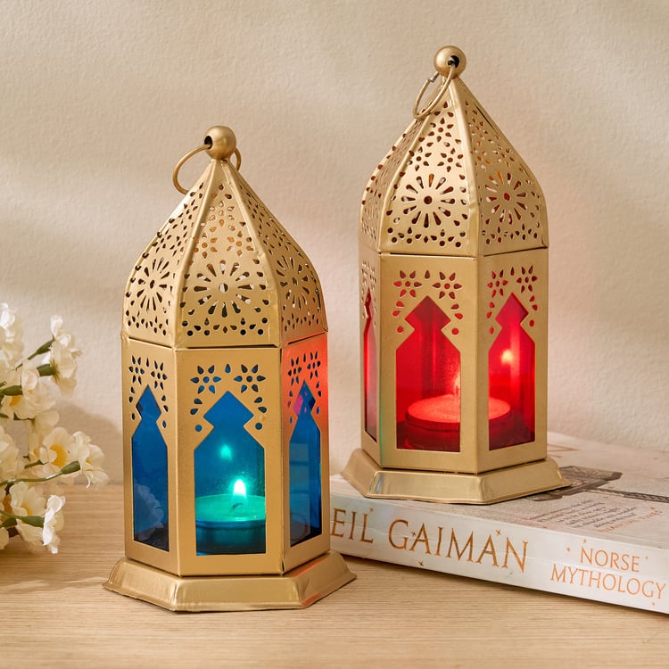 Salsa Moroccan Glass and Metal Lantern
