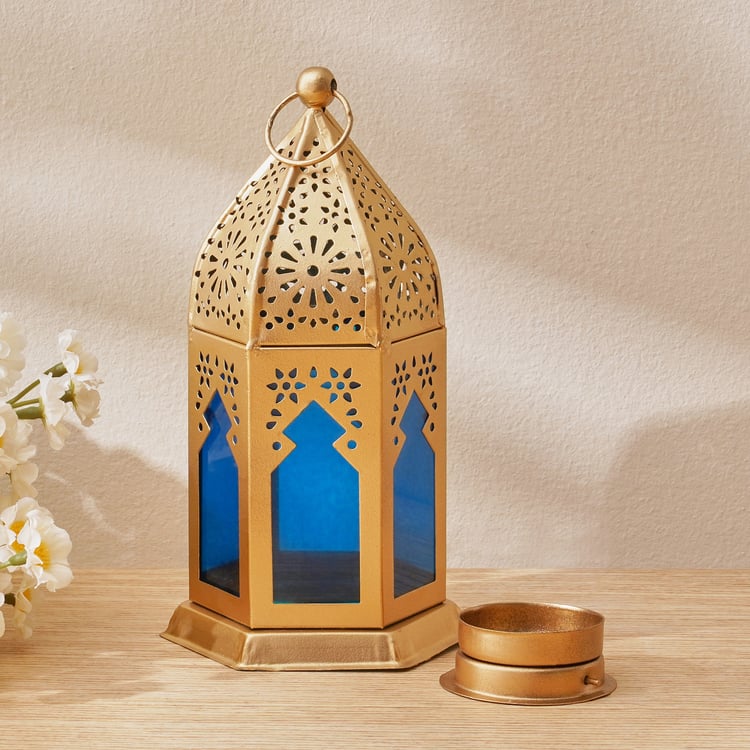 Salsa Moroccan Glass and Metal Lantern