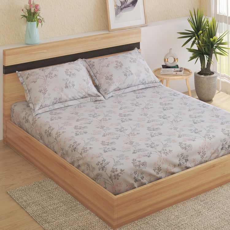 Oxford Rosette Cotton 200TC Floral Print 3Pcs King Fitted Bedsheet Set