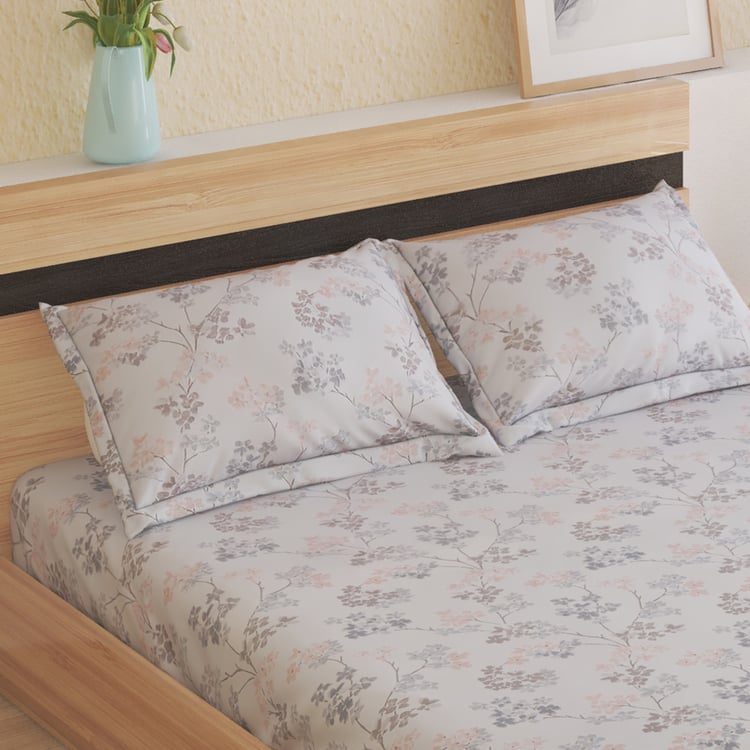 Oxford Rosette Cotton 200TC Floral Print 3Pcs King Fitted Bedsheet Set