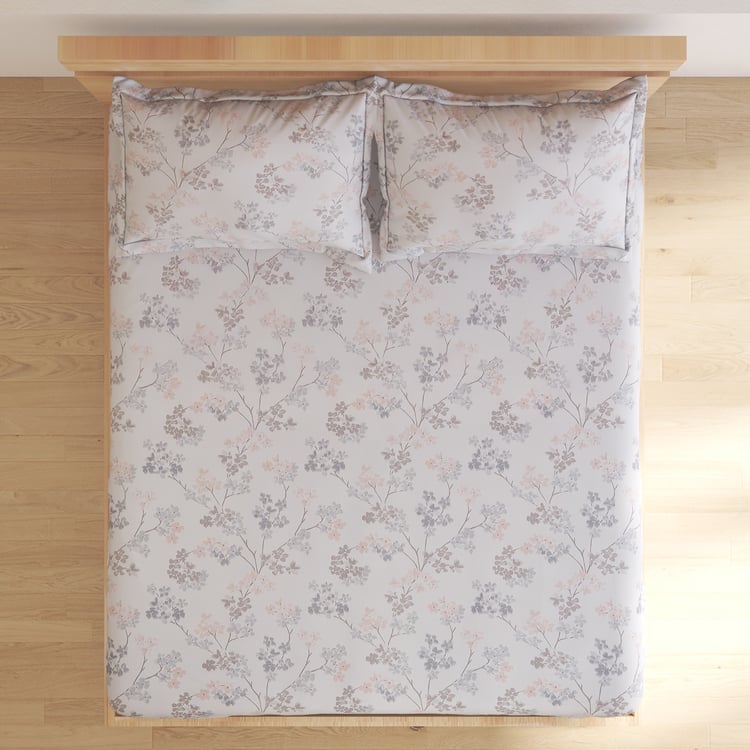 Oxford Rosette Cotton 200TC Floral Print 3Pcs King Fitted Bedsheet Set