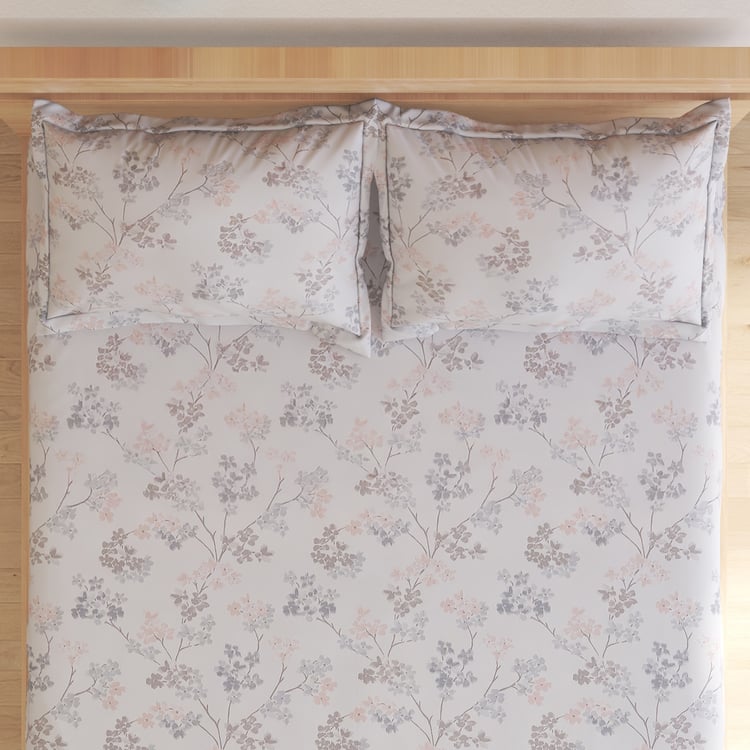 Oxford Rosette Cotton 200TC Floral Print 3Pcs King Fitted Bedsheet Set