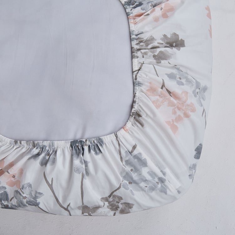 Oxford Rosette Cotton 200TC Floral Print 3Pcs King Fitted Bedsheet Set