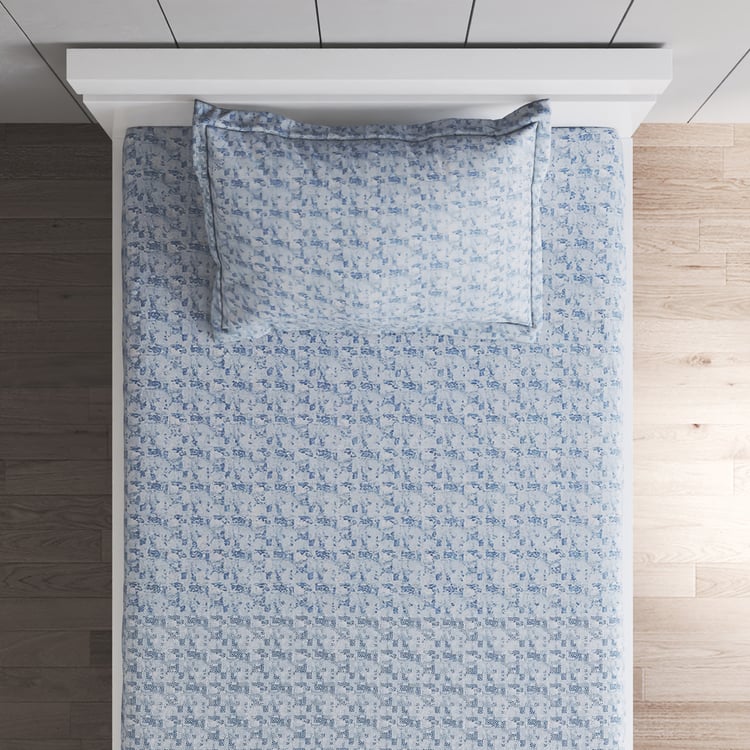 Oxford Frost Cotton 200TC Printed 2Pcs Single Bedsheet Set