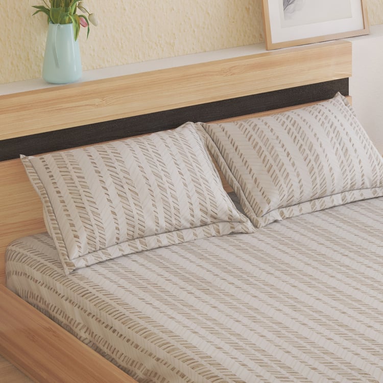 Oxford Herring Cotton 200TC Printed 3Pcs Super King Bedsheet Set