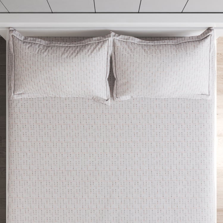 Oxford Pixel Cotton 200TC Geometric Print 3Pcs Super King Bedsheet Set