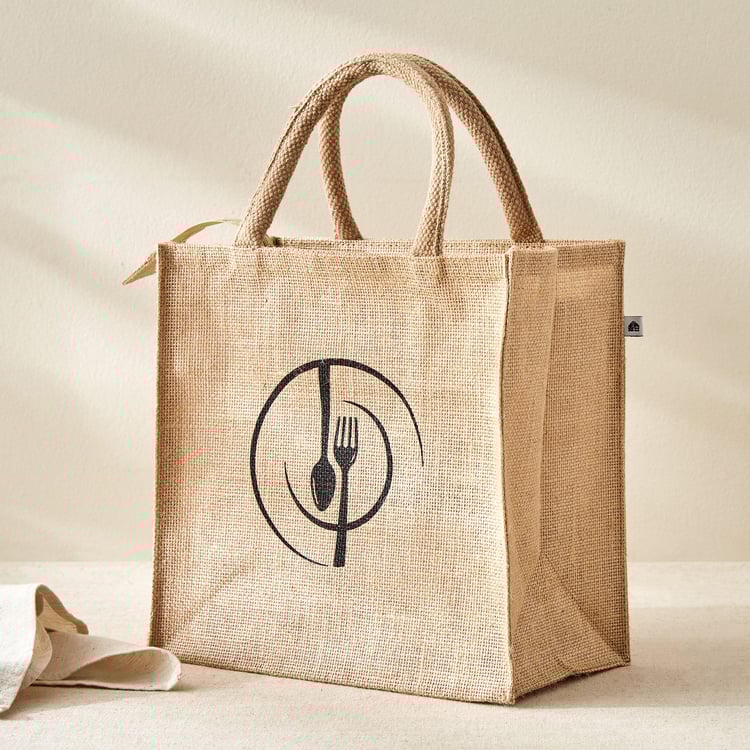 Livia Munch Jute Cutlery Print Lunch Bag
