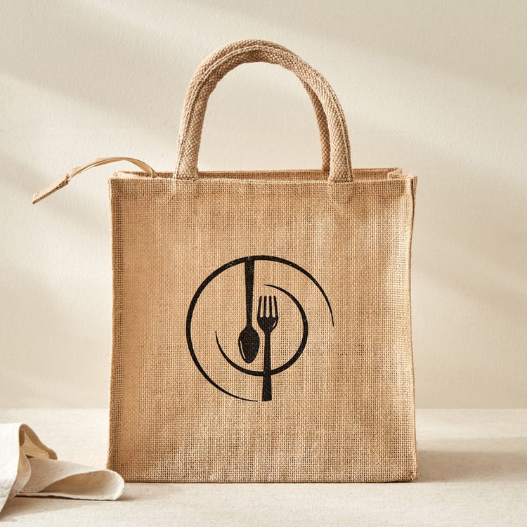 Livia Munch Jute Cutlery Print Lunch Bag