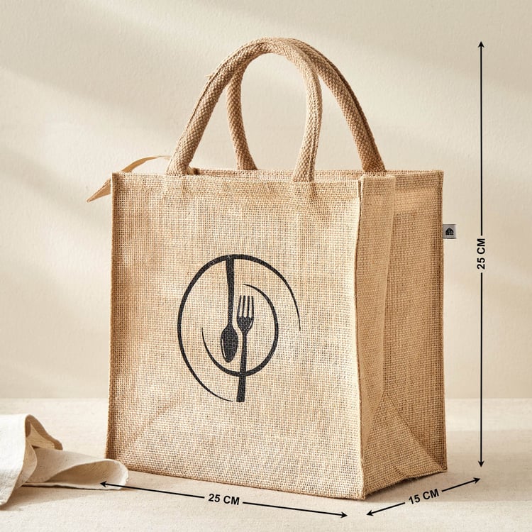 Livia Munch Jute Cutlery Print Lunch Bag